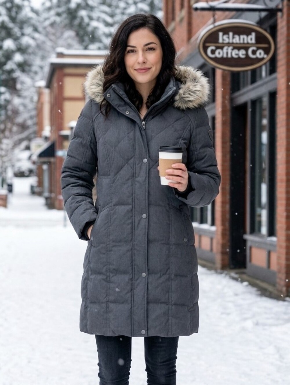 432. UTEX Quilted Puffer Faux-Fur Hooded Coat